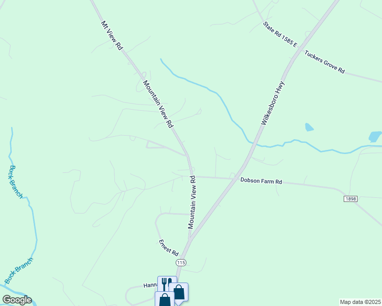map of restaurants, bars, coffee shops, grocery stores, and more near 208 Mountain View Road in Statesville