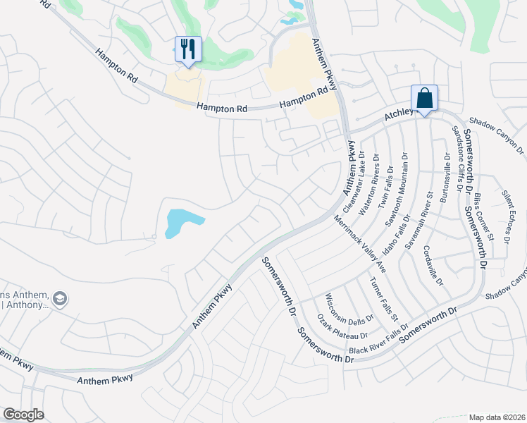 map of restaurants, bars, coffee shops, grocery stores, and more near 2526 Portsmouth Creek Avenue in Henderson
