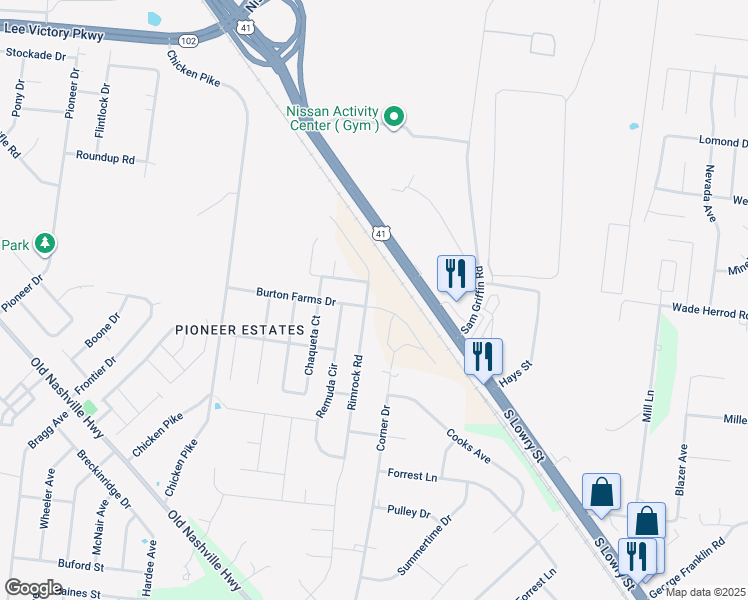 map of restaurants, bars, coffee shops, grocery stores, and more near 1300 Rimrock Road in Smyrna