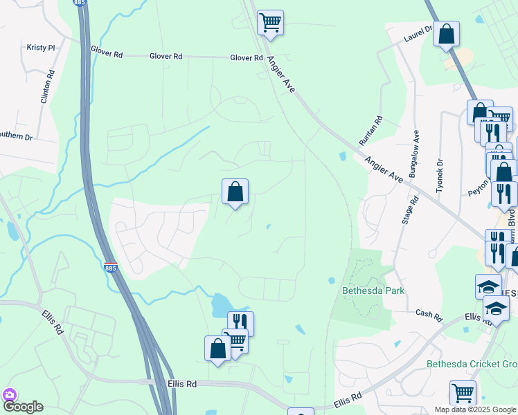map of restaurants, bars, coffee shops, grocery stores, and more near 1211 Stone Road in Durham
