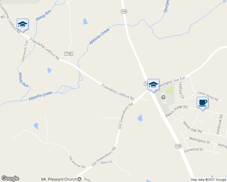 map of restaurants, bars, coffee shops, grocery stores, and more near 311 Friendship Ledford Road in Thomasville