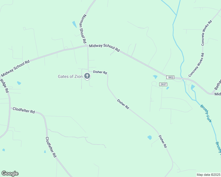 map of restaurants, bars, coffee shops, grocery stores, and more near 1672 Disher Road in Winston-Salem