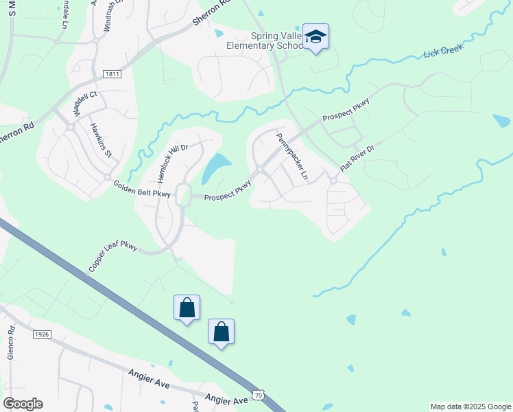 map of restaurants, bars, coffee shops, grocery stores, and more near 2406 Teermark Lane in Durham