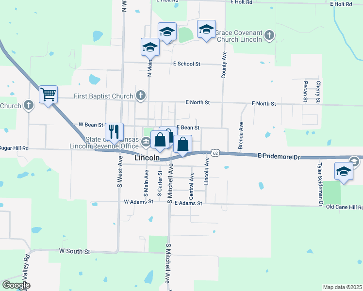 map of restaurants, bars, coffee shops, grocery stores, and more near 206 East Park Street in Lincoln