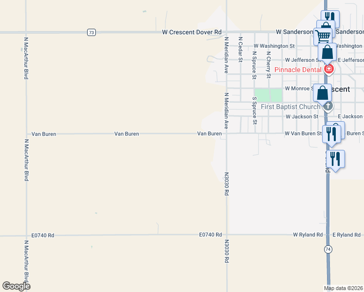 map of restaurants, bars, coffee shops, grocery stores, and more near 14375 West Van Buren Street in Crescent