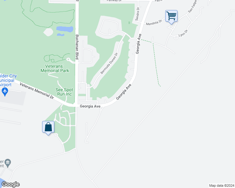 map of restaurants, bars, coffee shops, grocery stores, and more near 1632 Georgia Avenue in Boulder City