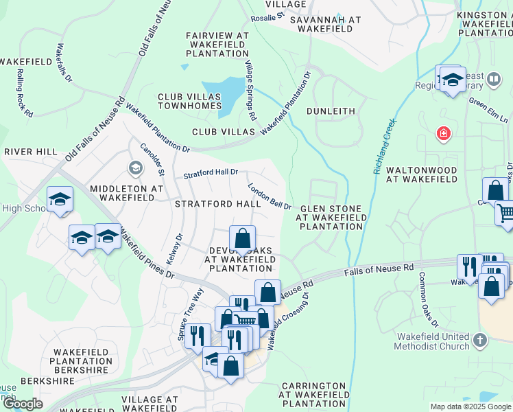 map of restaurants, bars, coffee shops, grocery stores, and more near 2901 Mountain Ash Court in Raleigh