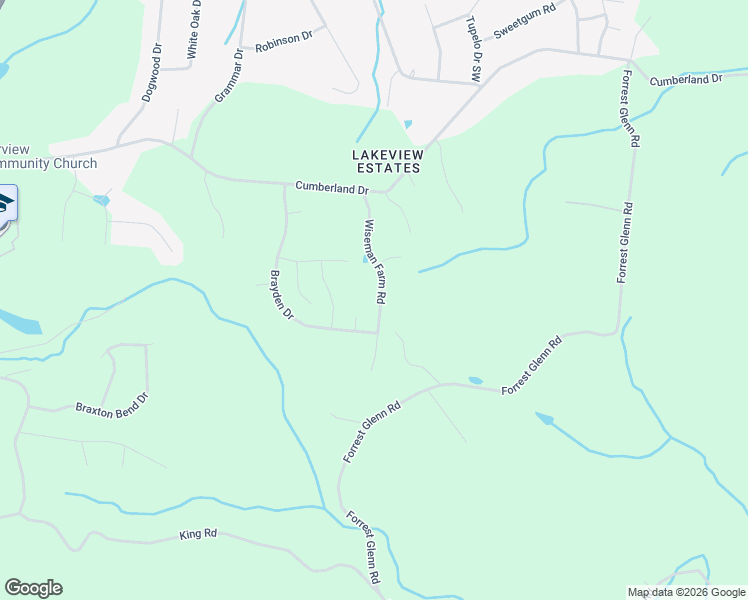 map of restaurants, bars, coffee shops, grocery stores, and more near Wiseman Farm Road in Fairview