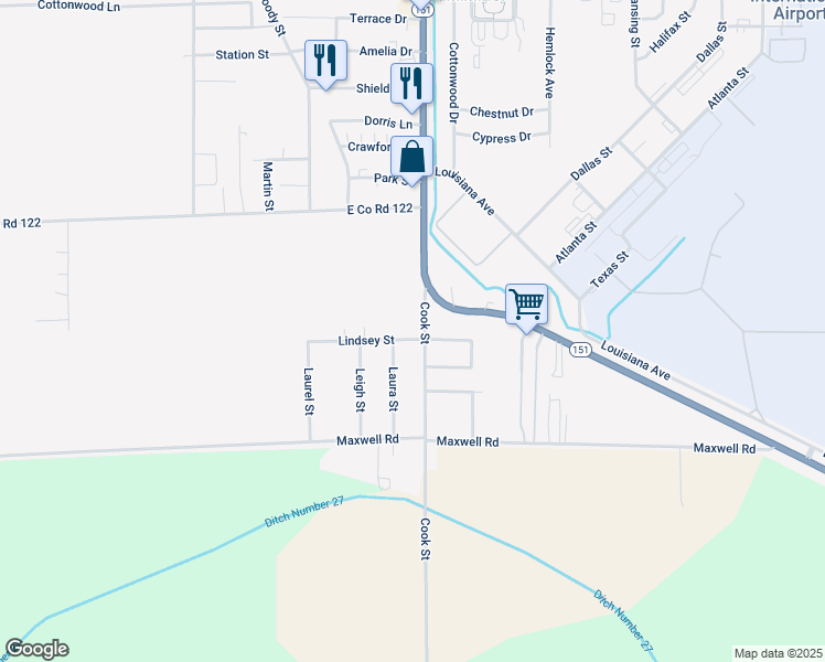 map of restaurants, bars, coffee shops, grocery stores, and more near 604 Lindsey Street in Blytheville