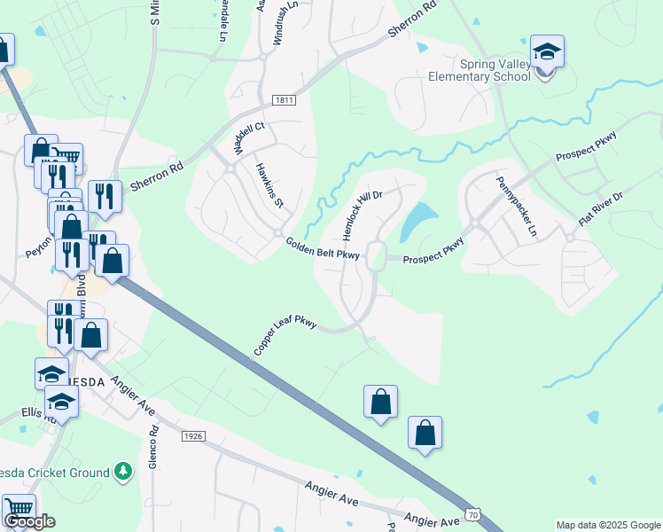 map of restaurants, bars, coffee shops, grocery stores, and more near 4 Seawell Court in Durham