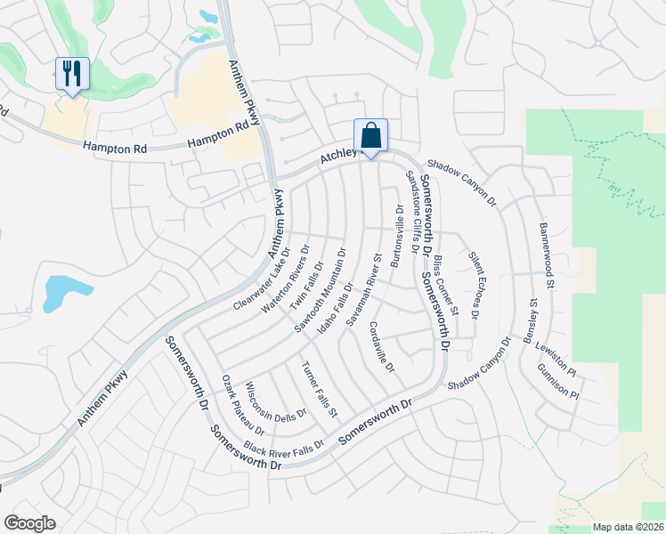 map of restaurants, bars, coffee shops, grocery stores, and more near 2131 Sawtooth Mountain Dr in Henderson