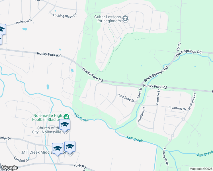 map of restaurants, bars, coffee shops, grocery stores, and more near 2385 Orchard Street in Nolensville