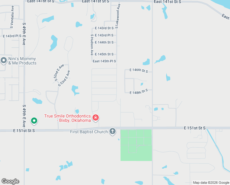 map of restaurants, bars, coffee shops, grocery stores, and more near 6040 East 147th Place South in Bixby