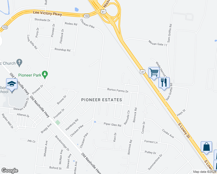 map of restaurants, bars, coffee shops, grocery stores, and more near 306 Burton Farms Drive in Smyrna