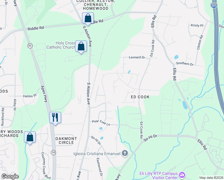 map of restaurants, bars, coffee shops, grocery stores, and more near 306 Garden Walk Drive in Durham