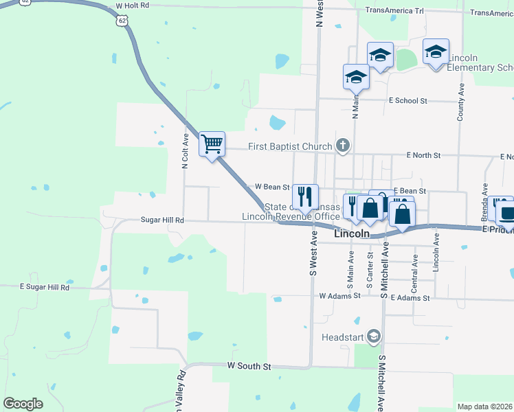 map of restaurants, bars, coffee shops, grocery stores, and more near 422 West Pridemore Drive in Lincoln