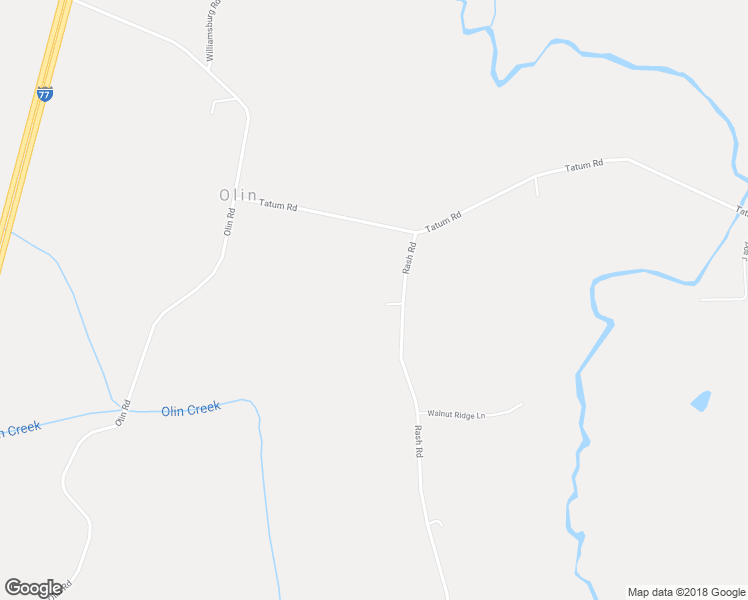 map of restaurants, bars, coffee shops, grocery stores, and more near 571 Rash Road in Olin