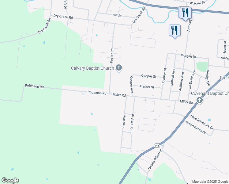 map of restaurants, bars, coffee shops, grocery stores, and more near 700 Robinson Road in Smithville