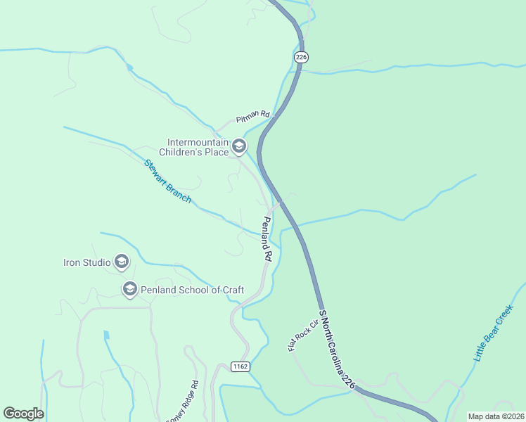 map of restaurants, bars, coffee shops, grocery stores, and more near 92 Stewart Road in Bakersville