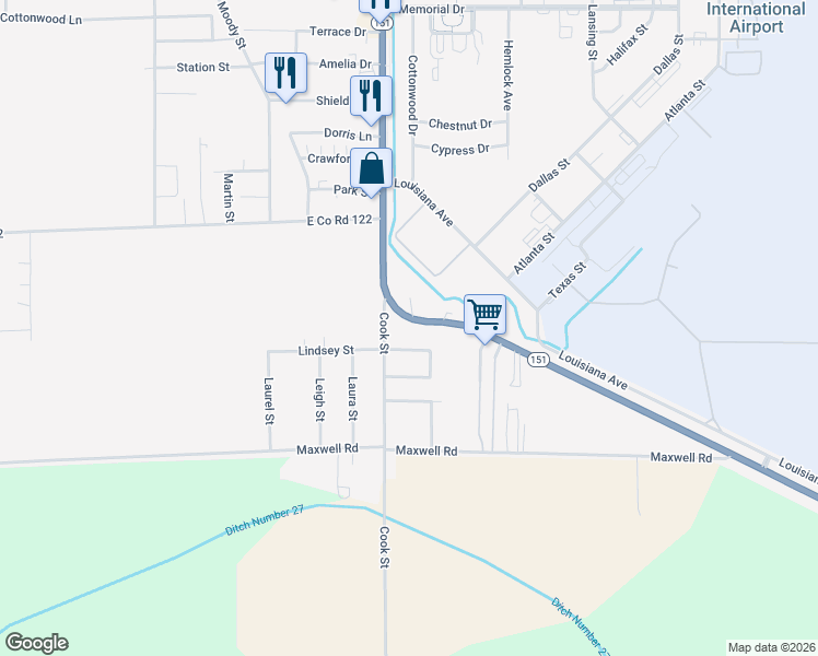 map of restaurants, bars, coffee shops, grocery stores, and more near 1015 Arkansas 151 in Blytheville