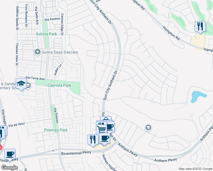 map of restaurants, bars, coffee shops, grocery stores, and more near 2184 Mountain City Street in Henderson