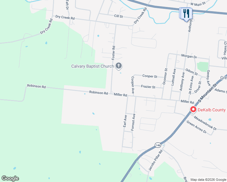 map of restaurants, bars, coffee shops, grocery stores, and more near 670 Miller Road in Smithville