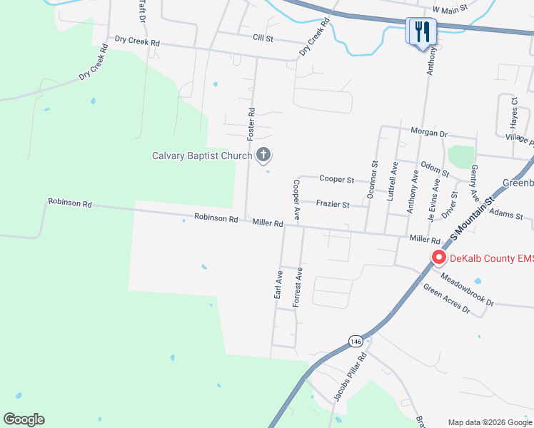 map of restaurants, bars, coffee shops, grocery stores, and more near 670 Miller Road in Smithville