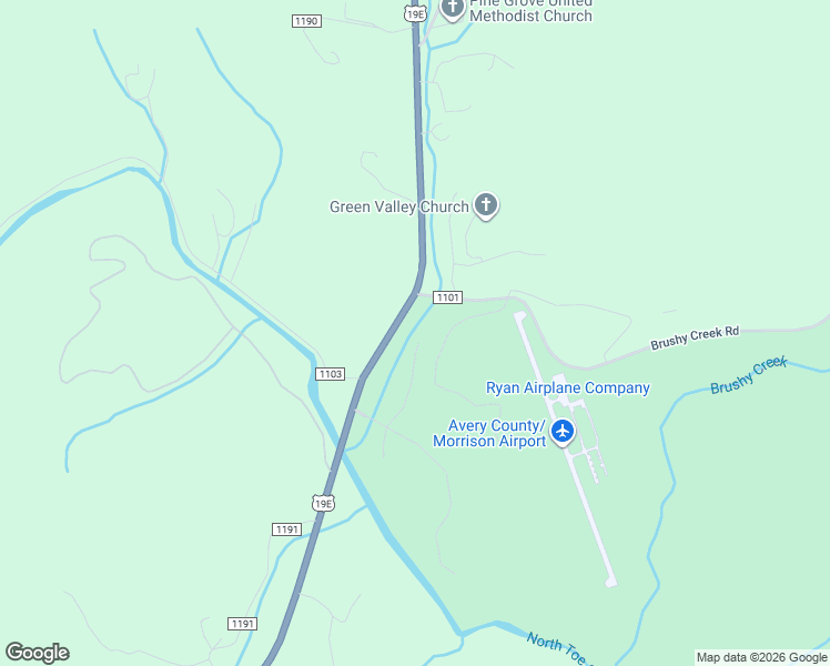 map of restaurants, bars, coffee shops, grocery stores, and more near 86 State Road 1101 in Spruce Pine