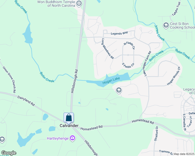 map of restaurants, bars, coffee shops, grocery stores, and more near 136 Shadow Ridge Place in Chapel Hill