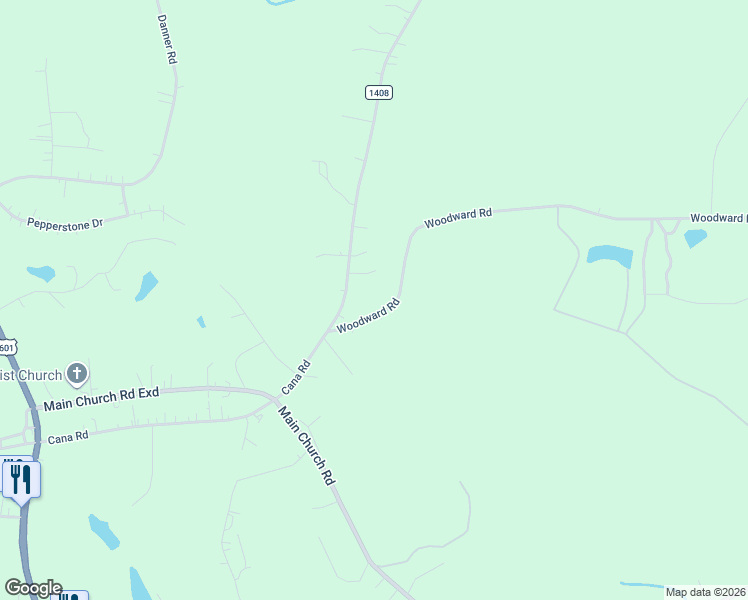 map of restaurants, bars, coffee shops, grocery stores, and more near 458 Cana Road in Mocksville