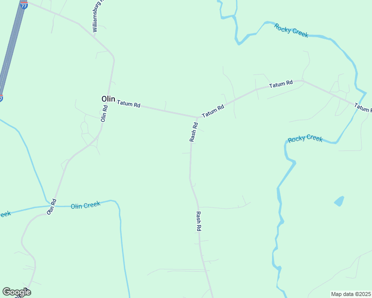 map of restaurants, bars, coffee shops, grocery stores, and more near 571 Rash Road in Olin