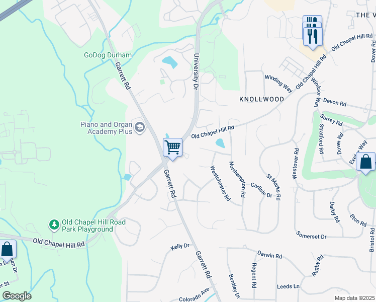 map of restaurants, bars, coffee shops, grocery stores, and more near 70 Scottish Lane in Durham