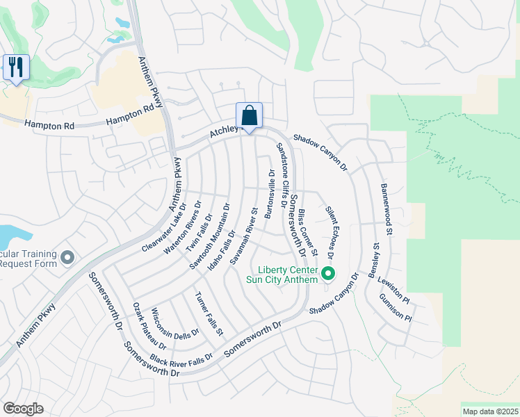 map of restaurants, bars, coffee shops, grocery stores, and more near 2154 Savannah River Street in Henderson