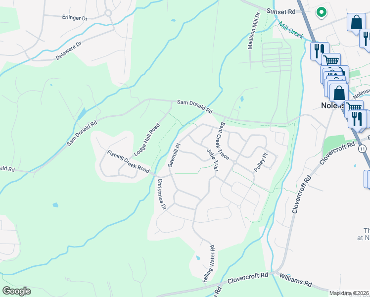 map of restaurants, bars, coffee shops, grocery stores, and more near 4876 Powder Springs Road in Nolensville