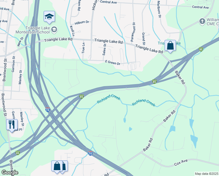 map of restaurants, bars, coffee shops, grocery stores, and more near 2573 U.S. 29 in High Point