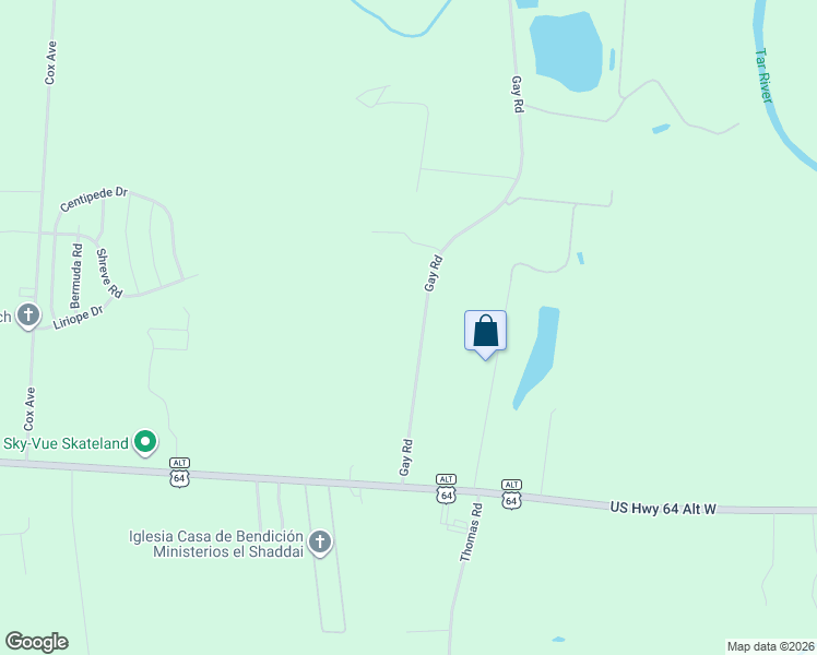 map of restaurants, bars, coffee shops, grocery stores, and more near 1028 Gay Road in Rocky Mount