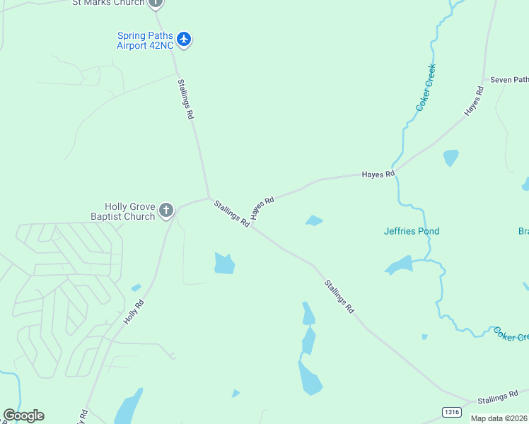 map of restaurants, bars, coffee shops, grocery stores, and more near 10383 Stallings Road in Spring Hope