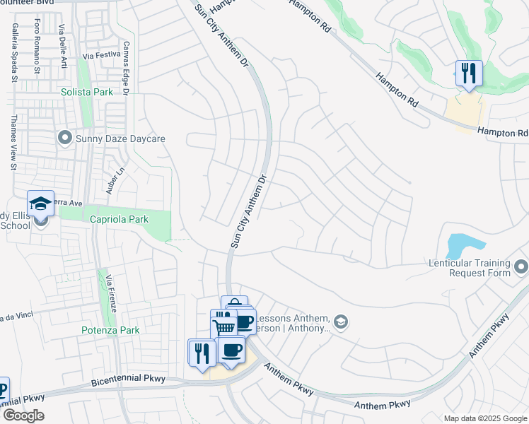 map of restaurants, bars, coffee shops, grocery stores, and more near 2154 Colvin Run Drive in Henderson