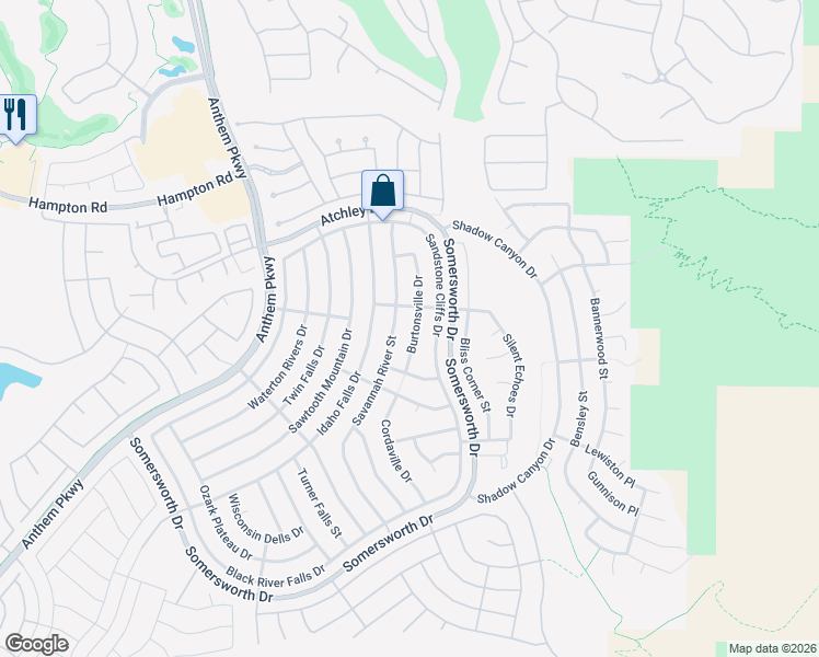 map of restaurants, bars, coffee shops, grocery stores, and more near 2147 Burtonsville Drive in Henderson
