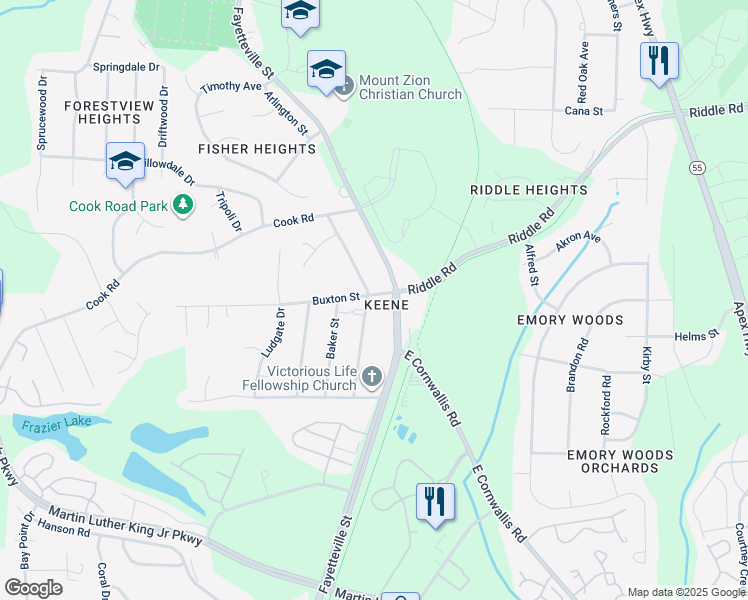 map of restaurants, bars, coffee shops, grocery stores, and more near 4001 Booker Avenue in Durham