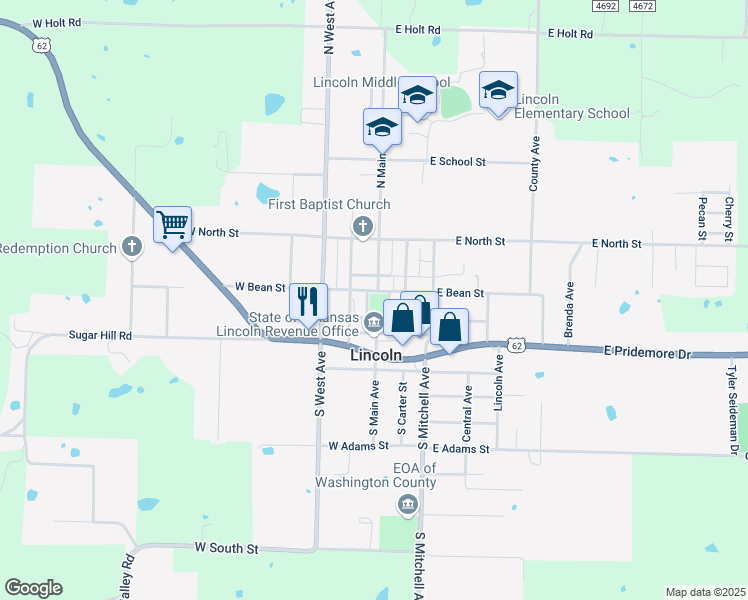 map of restaurants, bars, coffee shops, grocery stores, and more near 1392 East Pridemore Drive in Lincoln