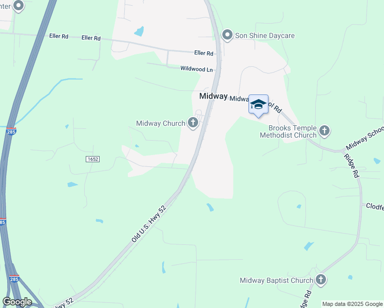 map of restaurants, bars, coffee shops, grocery stores, and more near 9689 Old U.S. Highway 52 in Lexington