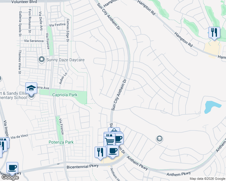 map of restaurants, bars, coffee shops, grocery stores, and more near 2184 Mountain City Street in Henderson