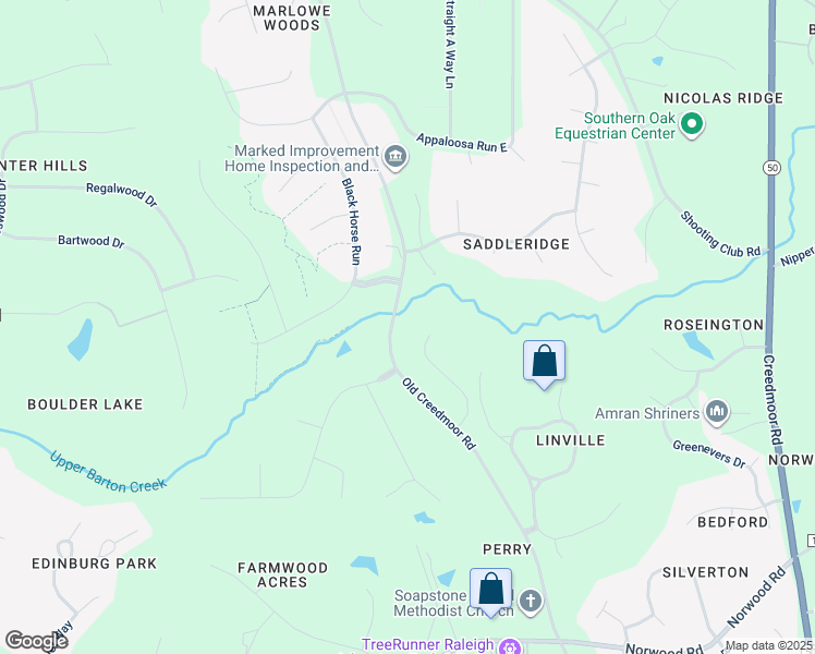 map of restaurants, bars, coffee shops, grocery stores, and more near 4825 Winterwood Drive in Raleigh