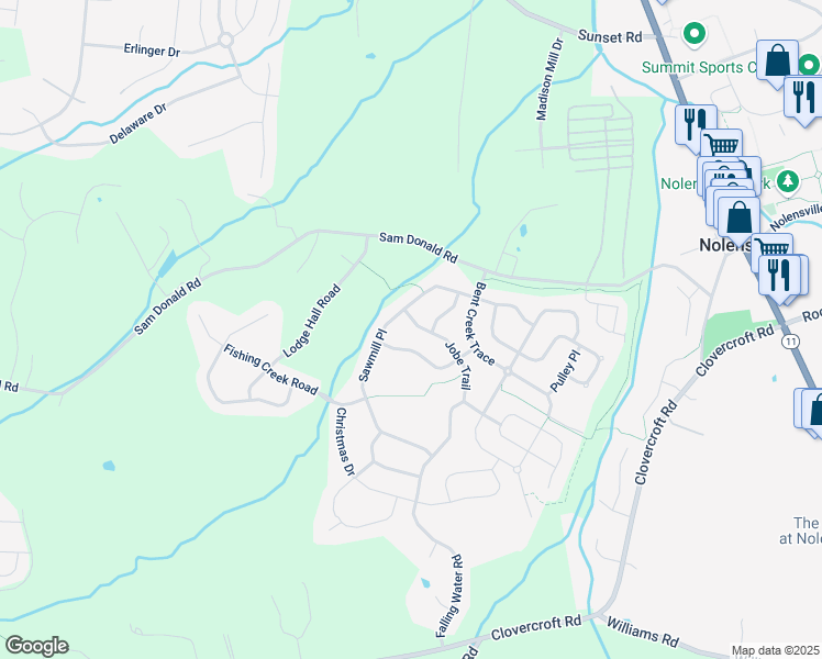 map of restaurants, bars, coffee shops, grocery stores, and more near 4713 Jobe Trail in Nolensville