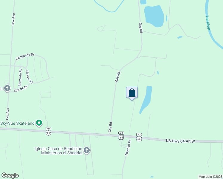 map of restaurants, bars, coffee shops, grocery stores, and more near 1028 Gay Road in Rocky Mount