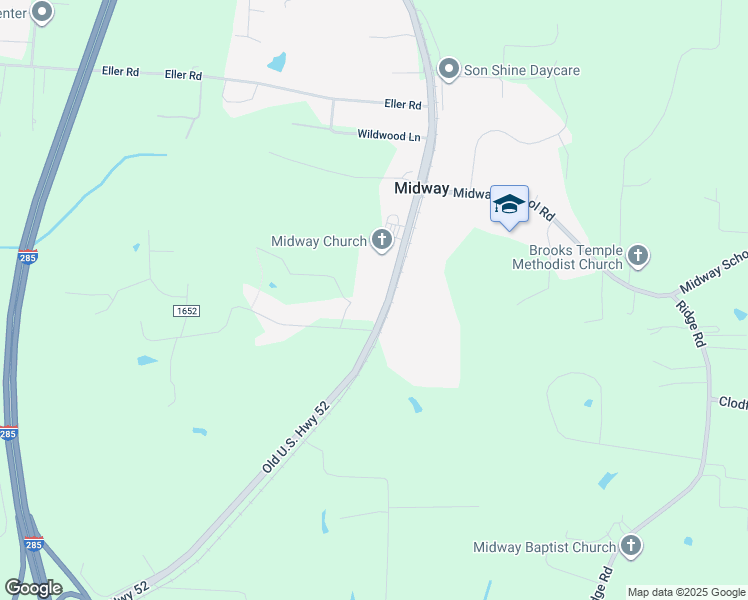map of restaurants, bars, coffee shops, grocery stores, and more near 9689 Old U.S. Highway 52 in Lexington