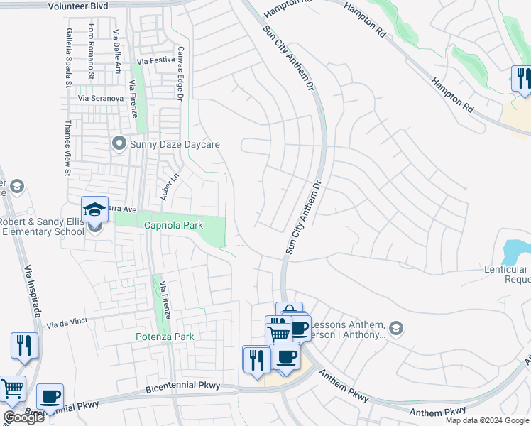 map of restaurants, bars, coffee shops, grocery stores, and more near 2130 Fort Halifax Street in Henderson