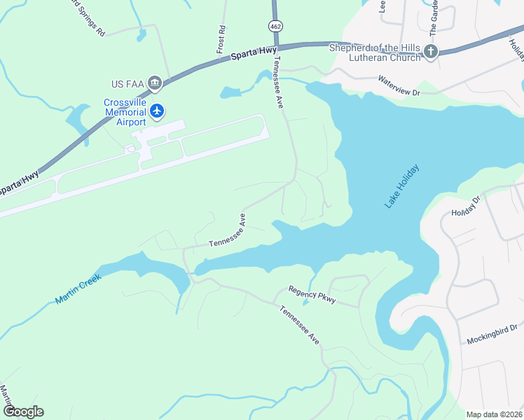 map of restaurants, bars, coffee shops, grocery stores, and more near 65 Saint James Point in Crossville