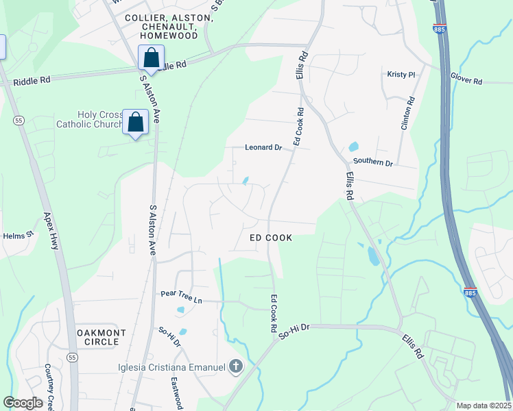map of restaurants, bars, coffee shops, grocery stores, and more near 2011 Magnolia Tree Lane in Durham